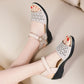 Summer Slope Heel Sandals Women's Summer Rhinestones Diamond-studded Wild Fairy Style Mother Women's Shoes