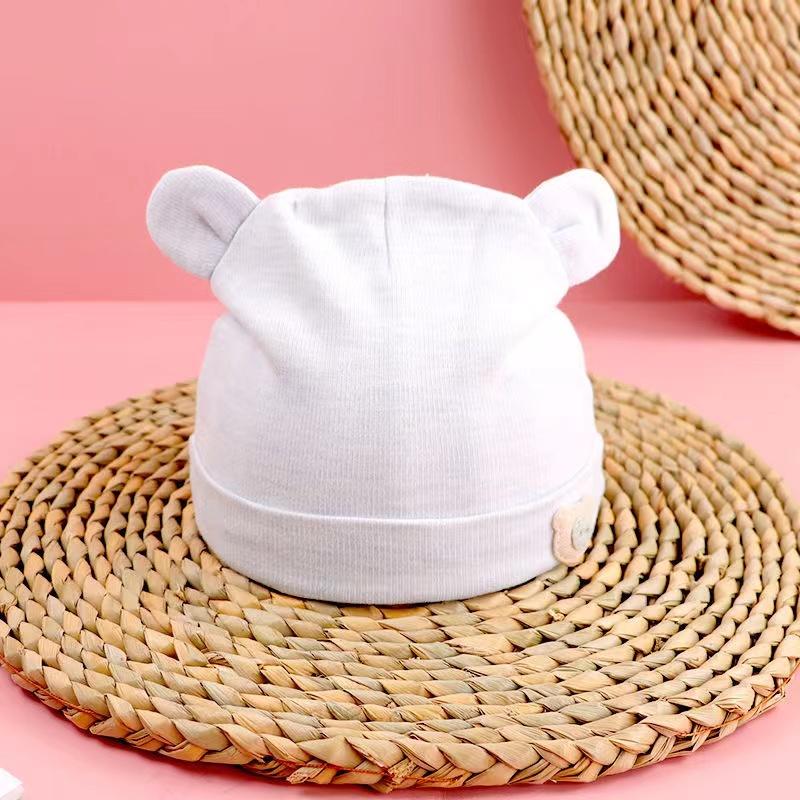 1-6M Cartoon 3D Bear Rabbit Ears Hat Baby Pure Cotton Hat Autumn Winter Thick Warm Cap Infant Newborn Comfortable Breathable Cute Beret Hat Sun Hat