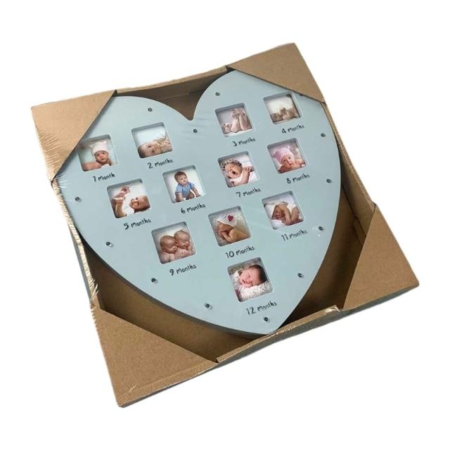 My First Year Baby Keepsake Frame with Light 0-12 Months Pictures Love Heart Photo Frame Commemorative Growth Souvenirs Kids hot
