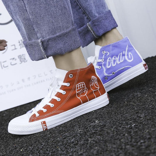 Couple Shoes Fashion Women Canvas Shoes High Top Sneakers Men Flats Shoes White Black Casual Shoes Tenis Feminino