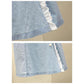 Fashion Lace Stitching One-shoulder Denim Dress Buttoned A-line Skirt Small Summer