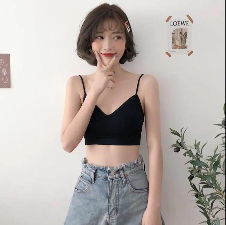 Korean Version of The Anti-glare Fashion Sweet and Sexy Breathable Threaded Sling Beautiful Back Vest Tube Top No Steel Ring Bra