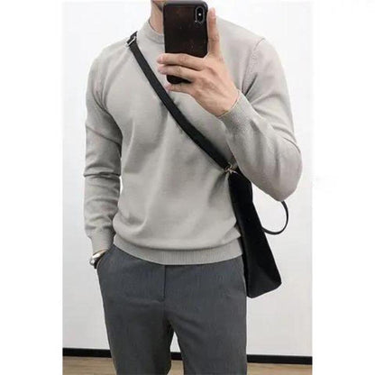 Winter Thin Round Neck Bottoming Sweater Korean Style Slim Pullover Sweater with Inner Line Sweater Men's Top