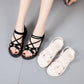 Summer Women's Bohemian Sandals Non-slip Slope Heel Korean Casual Sandals All-match Handmade Beaded Flat Sandals
