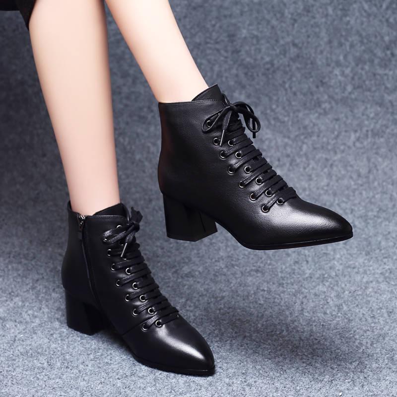 Women Ankle Sexy Lace Up Martin Boots Top Quality High-heel Fashion Europe Shoes Woman Short Boots