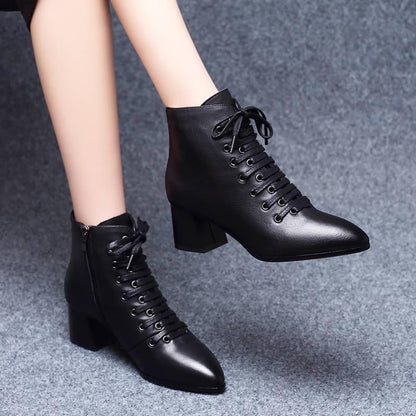 Women Ankle Sexy Lace Up Martin Boots Top Quality High-heel Fashion Europe Shoes Woman Short Boots