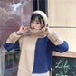 Pofulove 3 Colors Warm Short Section Hit Color TurtleNeck Loose Knitted Blouse Thicken Sweaters