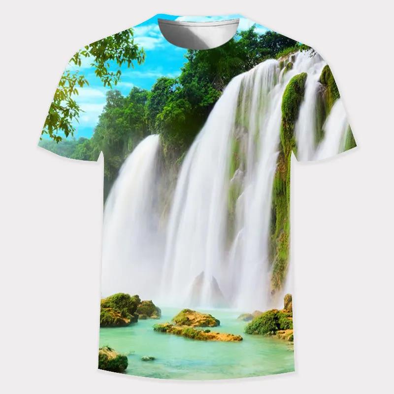 3D Landscape Print T-shirt Summer Men Personality Pullover Fashion Trend Half Sleeve Tees Casual and Comfortable Shirt