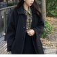 Woolen Coat Women Mid-length Winter Korean Thick Cotton Hepburn Style Black Woolen Coat Temperament