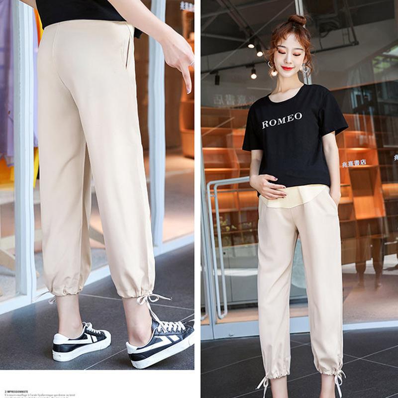 Pregnant Women's Pants Summer Loose Fashionable Wide-leg Pants Nine-point Pants Thin Belly Lift Pants Large Size Pregnant Women's Pants
