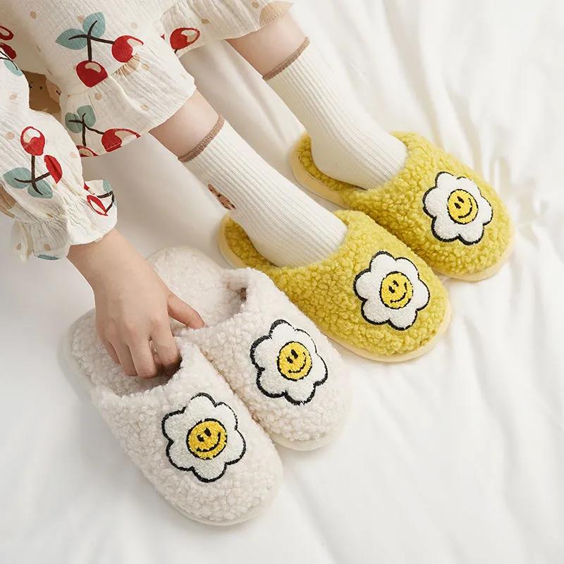 Cotton Slippers Women Cute Cartoon Winter Plush Non-slip Warm Cotton Shoes