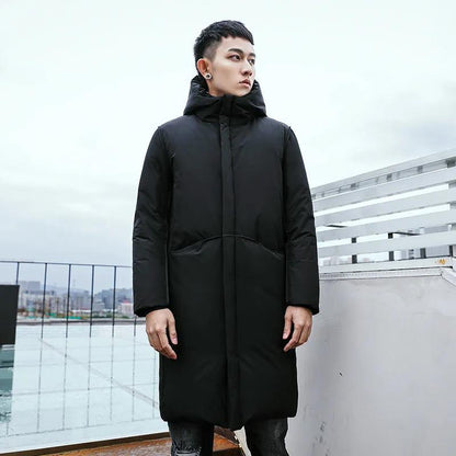Down Jacket Men's Men's Trend Over The Knee Thick Winter Simple Casual High-end Mid-length Jacket
