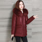 Women's Solid Color Hooded Down Jacket Regular Korean Loose Thick Coat Warm Cotton Coat Large Leather Collar Winter Coat Quilted Coat
