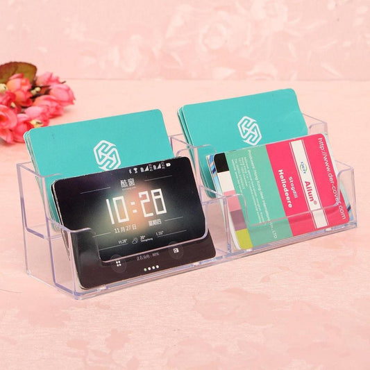 4 Pocket Business ID Card Holder Acrylic Desk Stand Display Desktop Office Home