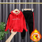 Girls Gold Silk Double-faced Fleece Casual Spring, Autumn and Winter Suit Korean Version of The Two-piece Suit