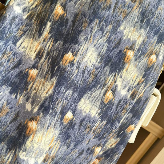 Women Summer Vintage Oil Painting Style Floral Print Skirt Slim Mid Length High Waist A-line Big Swing Skirt