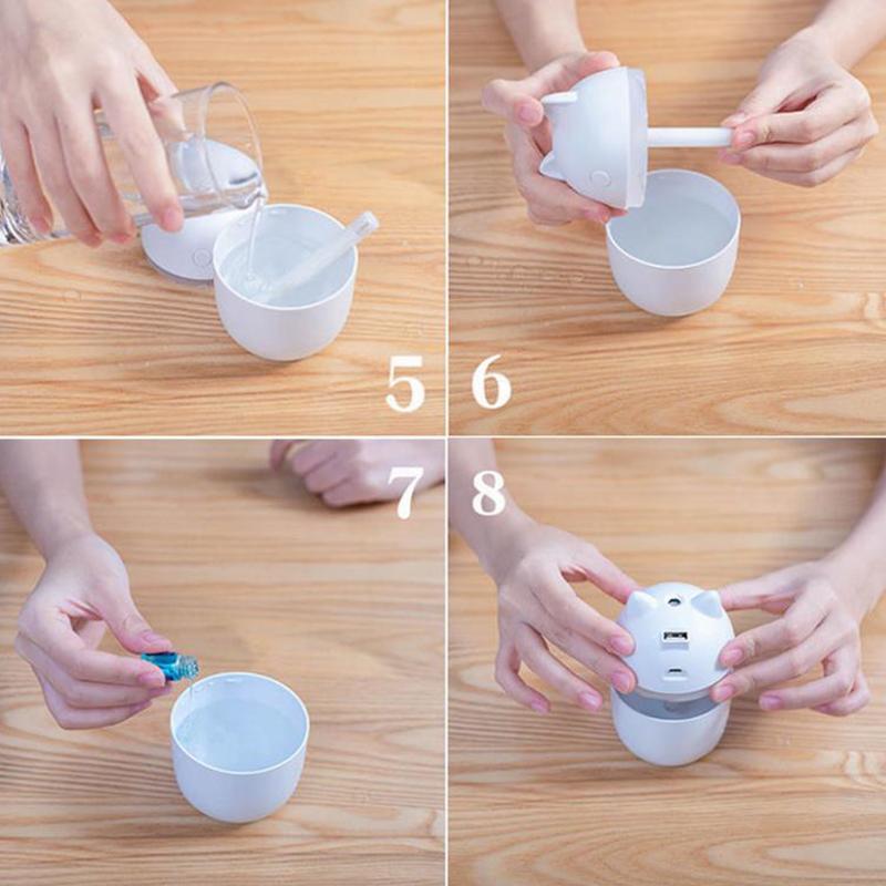 300ml Cute Bear Air Humidifier USB Electric Sprayer Mini Portable Aroma Diffuser for Home Office Car