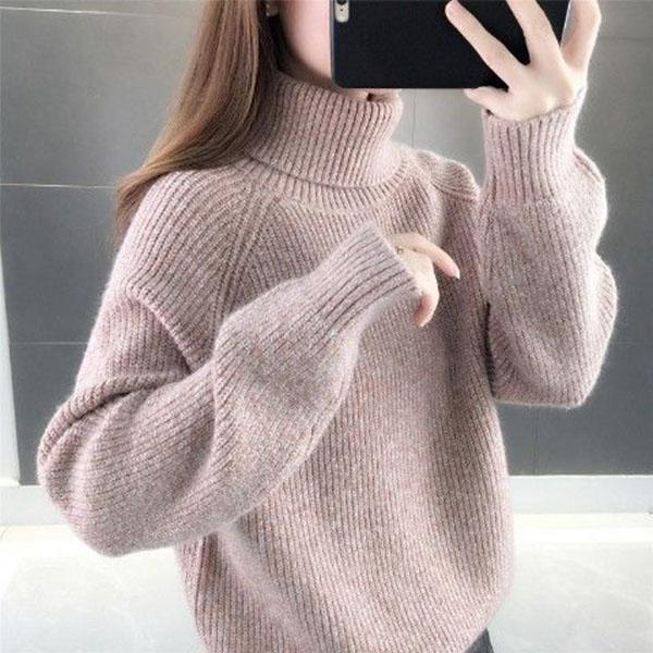 Turtleneck Sweater Women Wear Thick Black Knitted Bottoming Shirt In Autumn and Winter, Casual and Loose Outer Wear