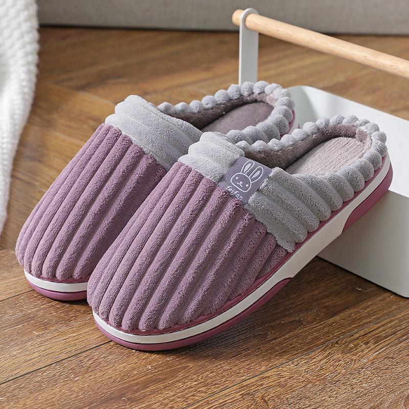 Winter Women's Non-slip Warm Home Cotton Slippers Lovers Plus Velvet Thick Cotton Slippers