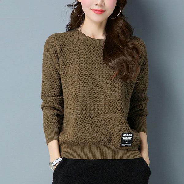 Spring and Autumn Round Neck Knit Bottoming Shirt Pullover Short Loose Top Fashion All-match Female Sweater