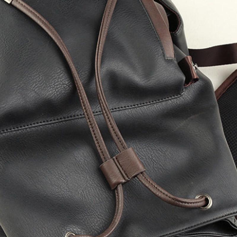 Backpack Male Travel Fashion Trend Men's Backpack Large Capacity PVC Leather Bag High School Student Schoolbag Male