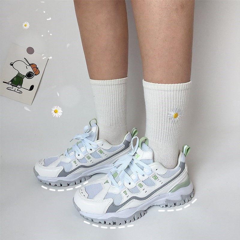 2020 Korean Version of Ins Harajuku Girl Pink Old Shoes Mesh Breathable Thick Bottom Net Red Casual Sports Shoes