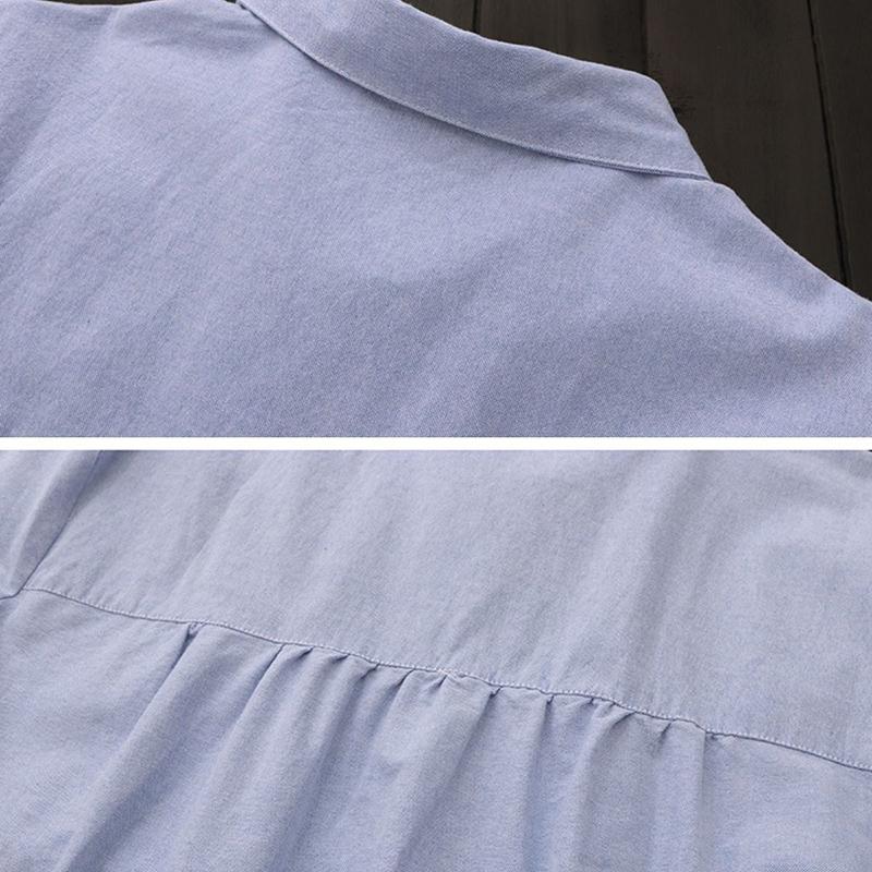 Autumn Cotton Shirt Women Loose Mid-length Tops Literary Women's Embroidered Shirts Anti-thin Women's Jackets