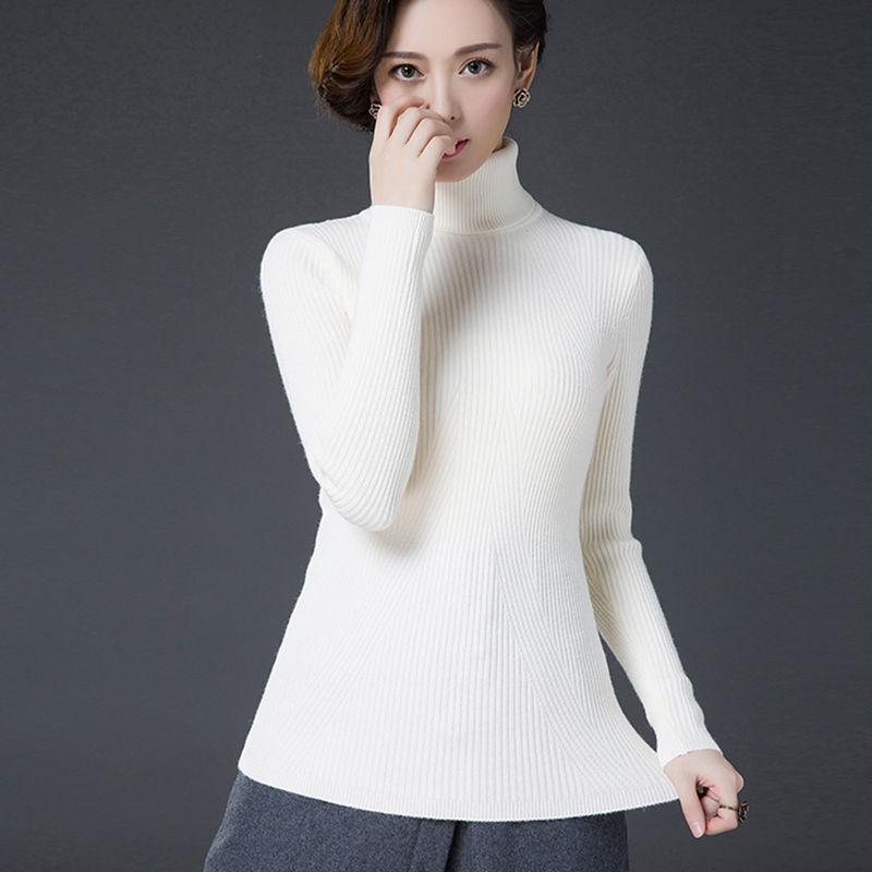 Pofulove Plus Size Loose Knit Bottoming Shirt Dress Turtleneck Thicken Wild Bottoming Shirt