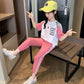 Cotton Soft Skin-friendly Girls Suit Summer Short-sleeved Trousers Suit Korean Version of The Big Children's Casual Fashion Sports Two-piece Suit