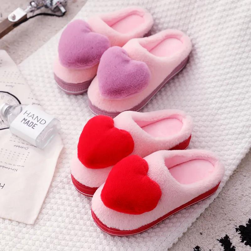 Autumn and Winter Women's High-heeled Thick-soled Home Cotton Slippers Anti-slip Plush Slippers Confinement Shoes
