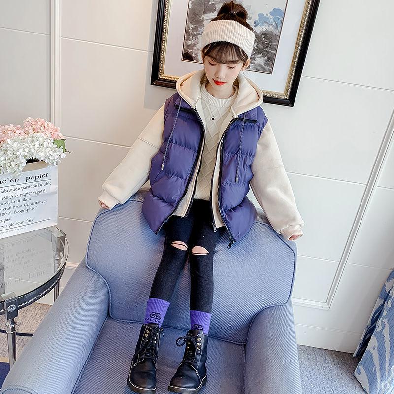 Girls' Warm Cotton Coat Thick Stitching Winter Padded Jacket Windproof Hooded Cotton Jacket