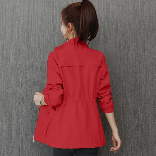 Spring Dress Waist Slim Small Windbreaker Women's Spring and Autumn Women's Stand Collar Age-reducing Coat