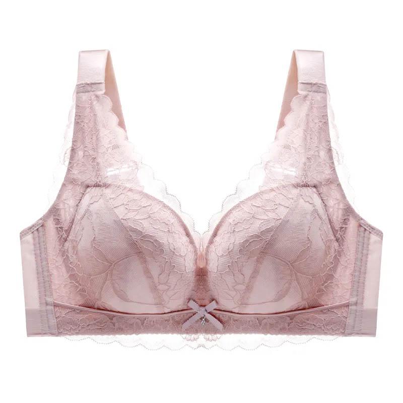 Ultra-thin Plus Size Underwear Women's No Steel Ring Full Cup Big Breasts Show Small Bra Summer Thin Section Breast-receiving Breathable Bra
