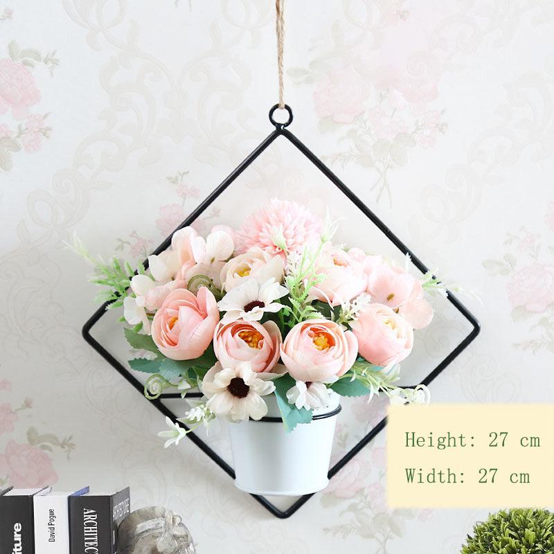 Home Hanging Wall Hanging Decoration Artificial Flower Wall Pendant Simulation Plastic Flower Basket Living Room Wall Decoration Floral Potted Plant