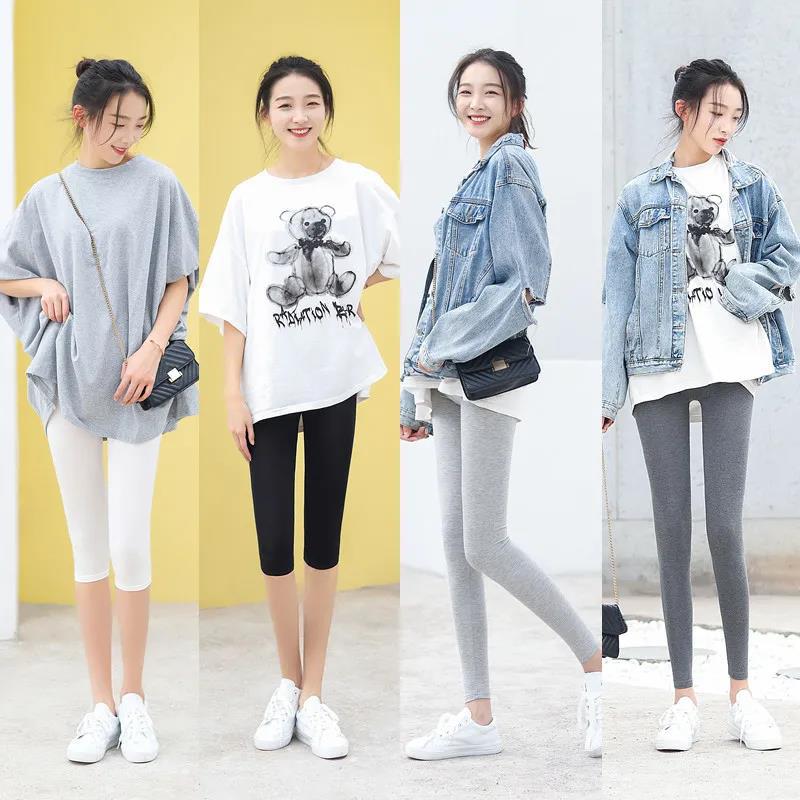 Thin Modal Leggings Women Wear Thin High-waist Elastic Tight-fitting Slimming Modified Leg Leggings Yoga Pants Leggings