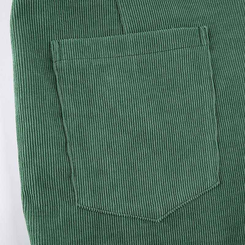Women Corduroy Straight Pants Baggy Women's High Waist Cargo Trousers Y2K Streetwear Casual Sweatpants Joggers Green Harajuku