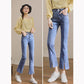Flared Jeans Women's High Waist Slim Fit Spring Split Up Ninth Denim Pants Retro All Match Comfortable Breathable Jeans
