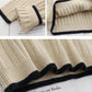 Women's Vertical Striped Solid Color Lapel Pullover Sweater Casual Loose Large Size Mid Length Knit Sweater