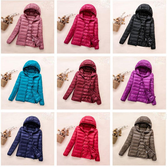 Winter Women Ultralight Thin Down Jacket White Duck Down Hooded Jackets Long Sleeve Warm Coat Parka Female Portable Outwear