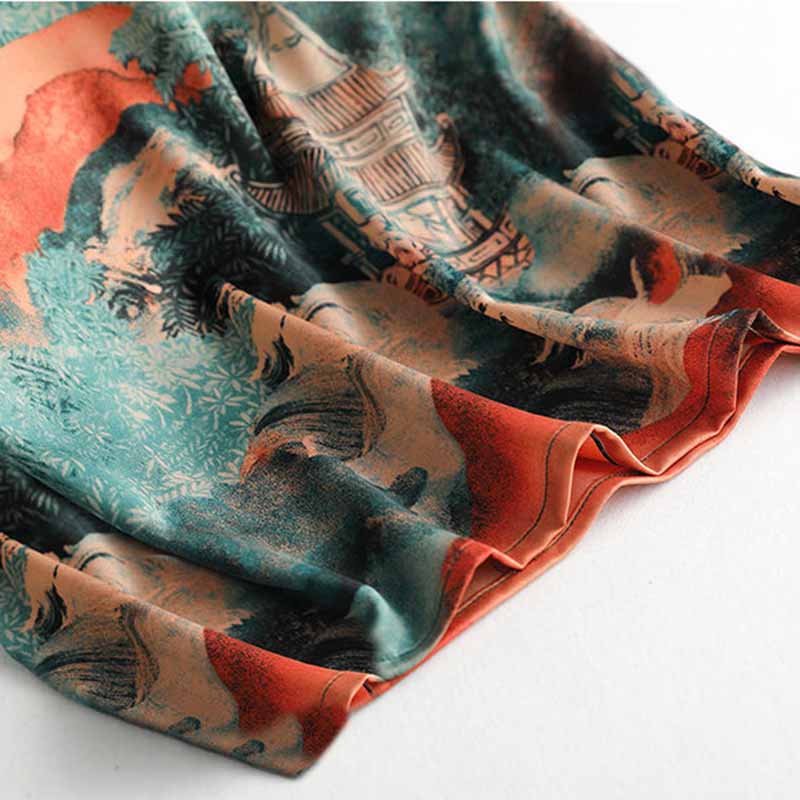 Ice Silk Blouse Women's Short-sleeved Large Size Loose Imitation Silk Small Shirt Summer New Age Reduction Printing T-shirt Women