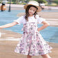 Girls' Dresses Summer Dresses Western Style Short-sleeved Stitching Floral Fake Two-piece Dresses