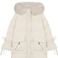 Winter Cotton High-end Temperament Jacket Women Winter Warm Sweet Wind Hooded Mid-length Down Cotton Jacket Fluffy Fur Collar Thick Warm Jacket