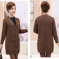 Autumn and Winter V-neck Cardigan Sweater Mid-length Casual Slim Jacket Simple Middle-aged and Elderly Ladies Jacket