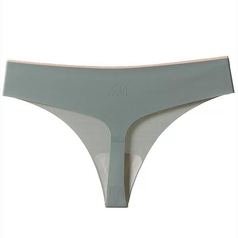 Women's Seamless Panties Thong Mid-waist Antibacterial One Piece Invisible Ultra-thin T Pants Women