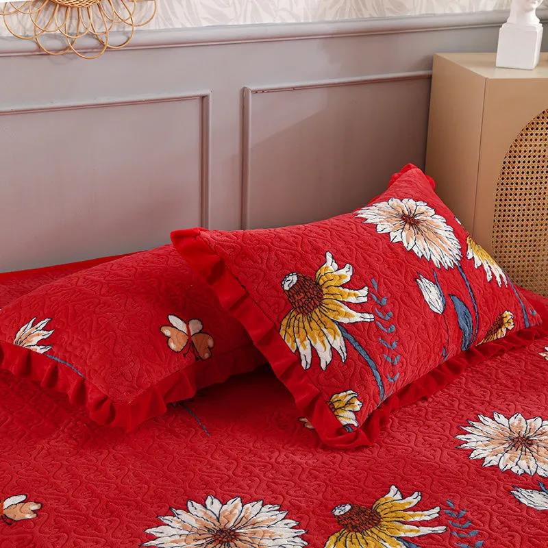 A Pair of Milk Velvet Quilted Pillowcases Thickened Warmth Pillowcase Single Double Bedroom Pillowcase