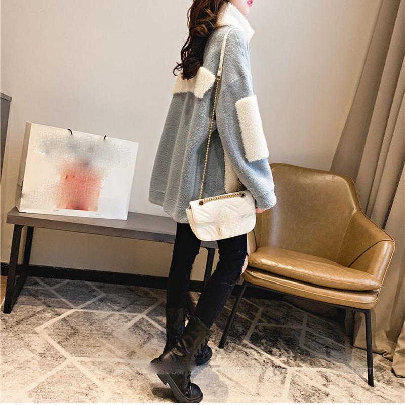 Autumn and Winter Thickening Plus Velvet All-match Stand-collar Jacket Mid-length Loose Casual Women's Warm Jacket Women