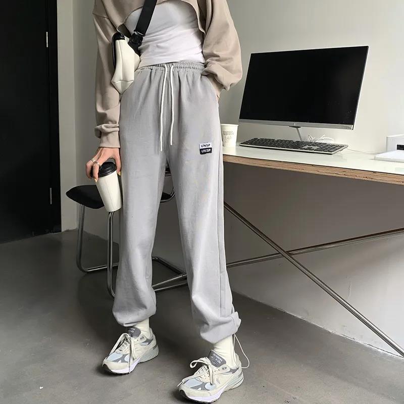 Spring and Summer Korean Style High-waist Wide-leg Sports Casual Pants Female Student Loose-fitting Pants Trend