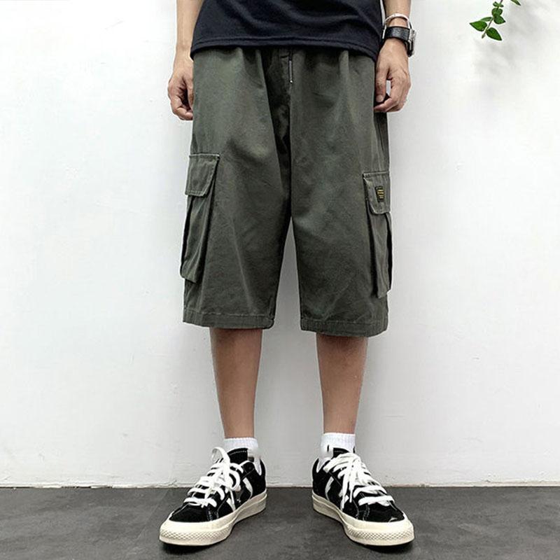 Men's Summer Cool and Breathable Thin Cropped Pants Casual Pants All-match Loose Straight Outer Wear Overalls Shorts