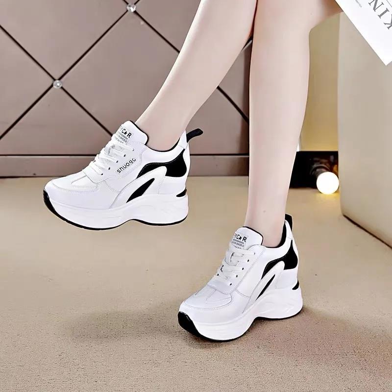 Inner Increase Sports Shoes Women's Spring and Autumn 2021 Fashion Thick-soled White Shoes Casual All-match Thin Daddy Shoes Net Shoes