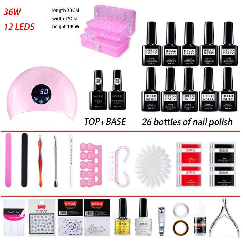 Nail Dryer Machine Tools Set Kit  UV LED Lamp Gel Nail Polish Gel Varnish Nail Art Set